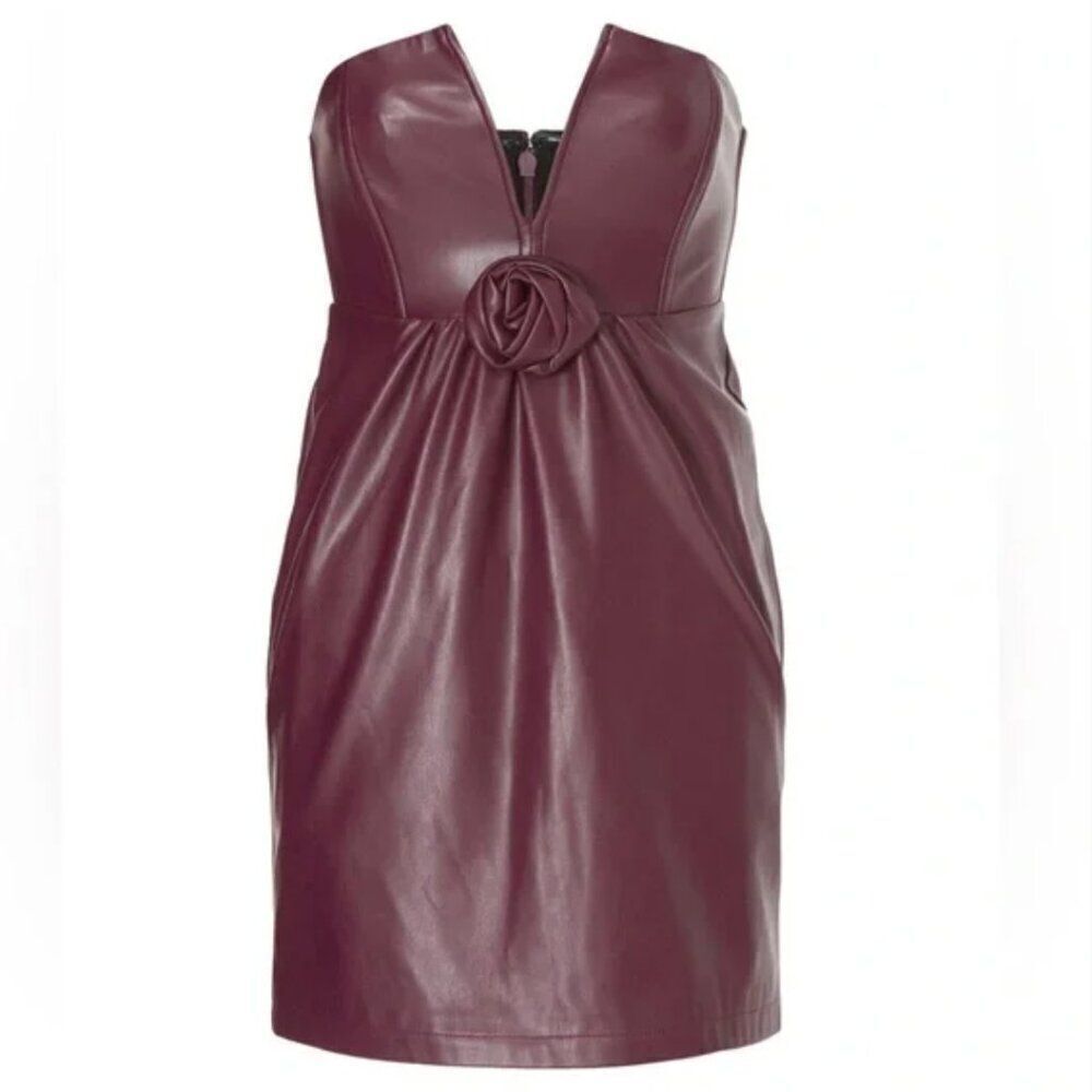 Ashley Park Voila Purple Dark Plum Vegan Leather Dress Size 4 EUC-small Repair